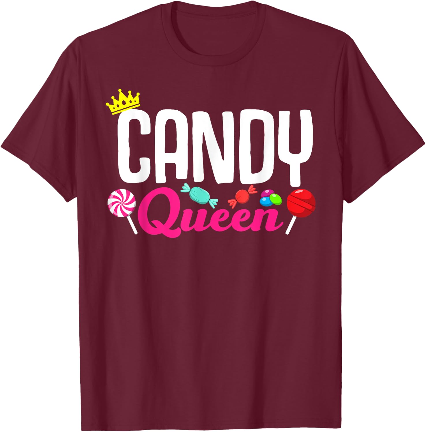 Funny Candy Lover Design Lollipop Women Girls Kids Sweets T-Shirt - T-Shirt | Maroon