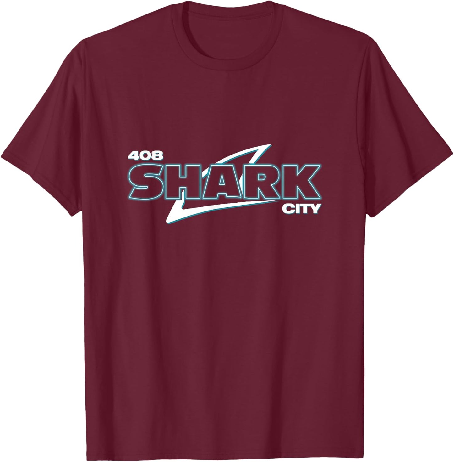 Shark City San Jose Savages Shirt , Black, Small, -Adults, Short Sleeve, Modern, Casual, San Jose Themed T-Shirt - T-Shirt | Maroon