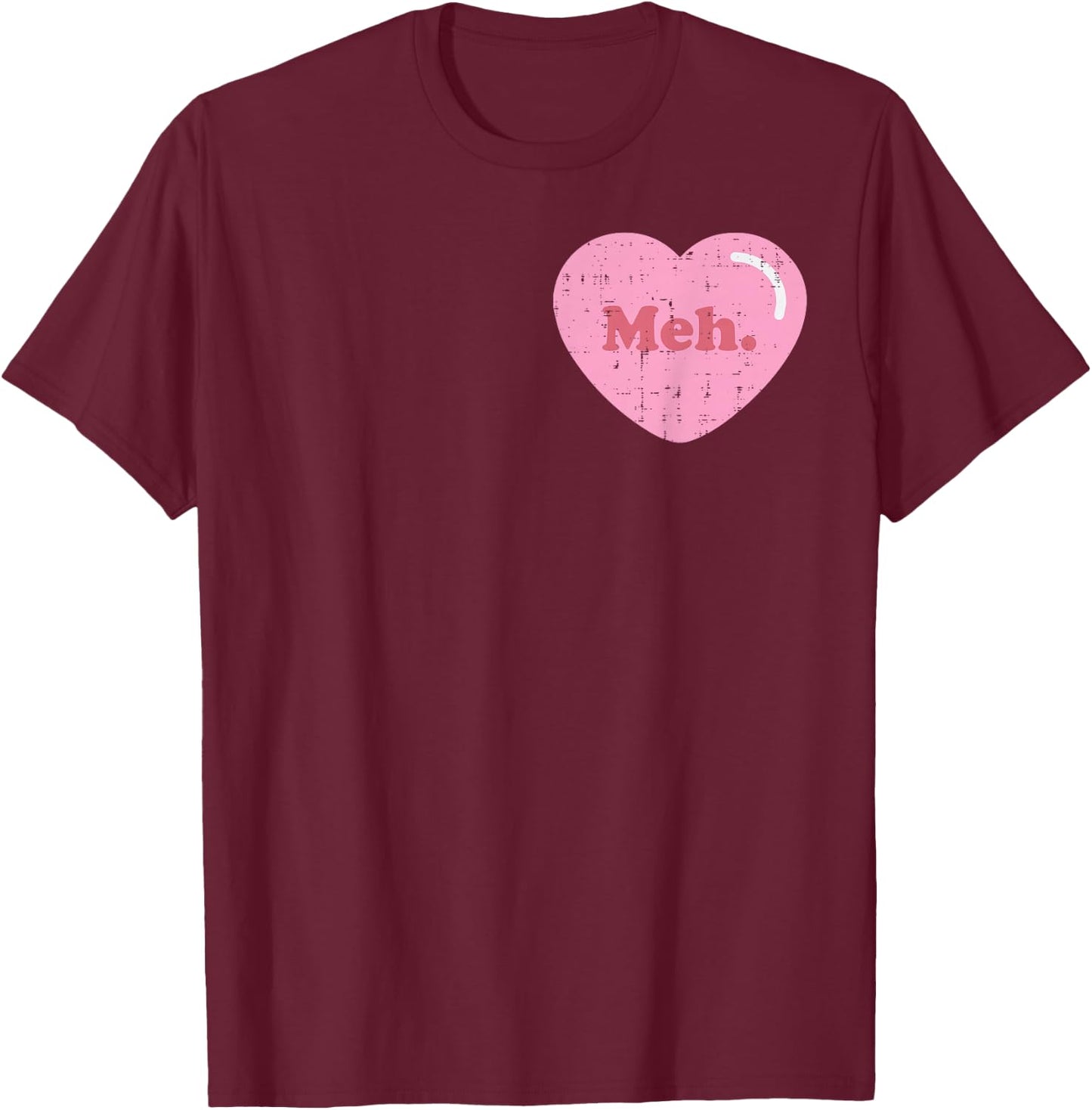 Meh Heart Pocket Funny Anti Valentines Day Single Gift T-Shirt - T-Shirt | Maroon