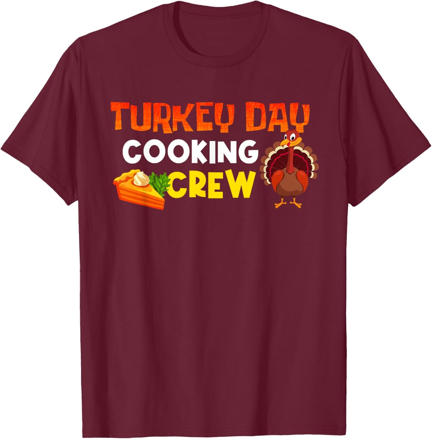 Turkey Day Cooking Crew Family Cook Thanksgiving Matching T-Shirt - T-Shirt | Maroon