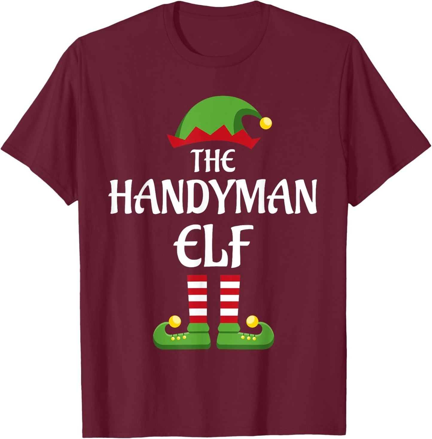 Handyman Elf Family Matching Group Christmas T-Shirt - T-Shirt | Maroon