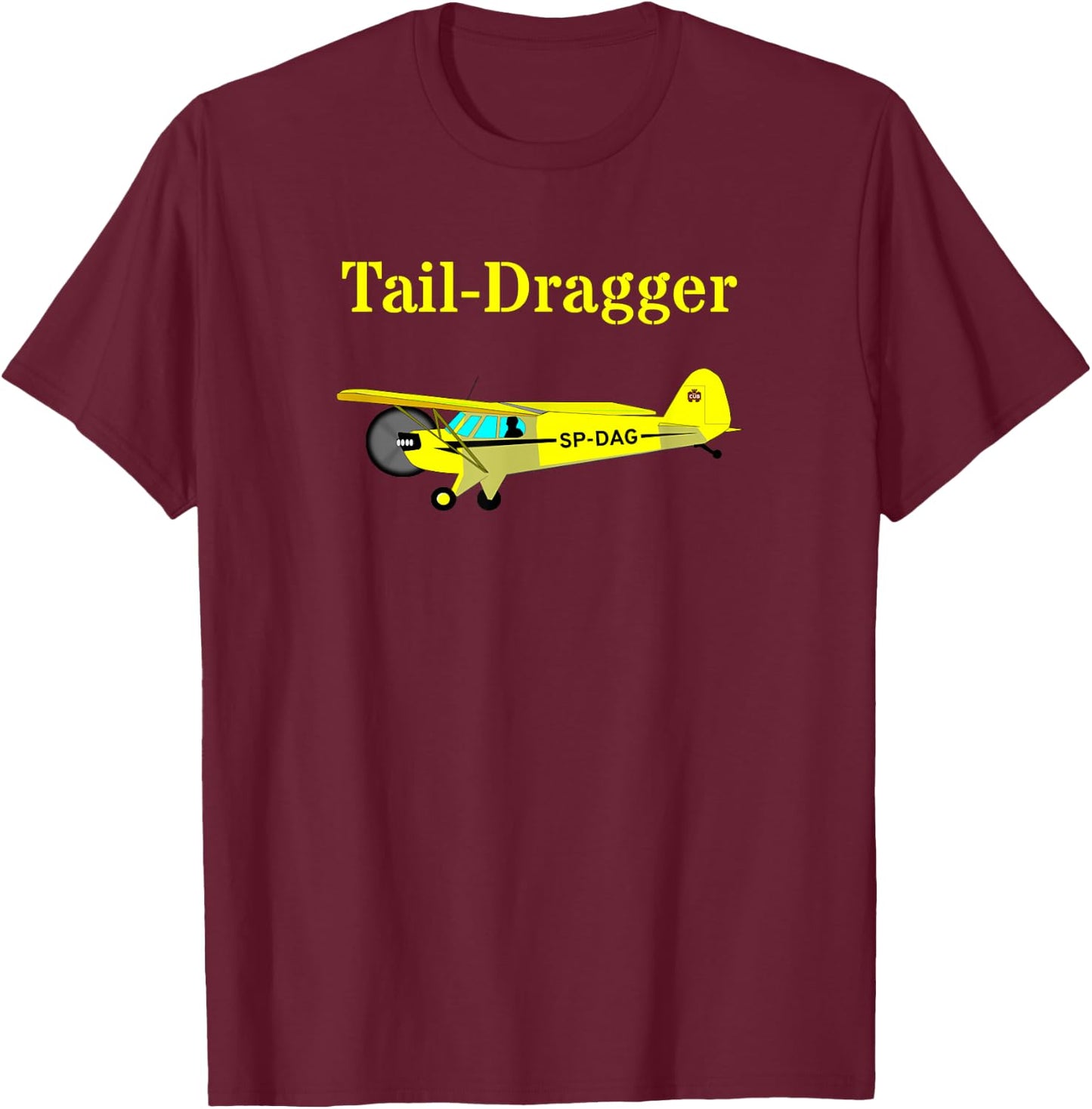 Tail Dragger Airplane T-Shirt - T-Shirt | Maroon