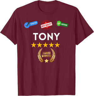 Fun Graphic-Certified and Award Winning Tony T-Shirt - T-Shirt | Maroon