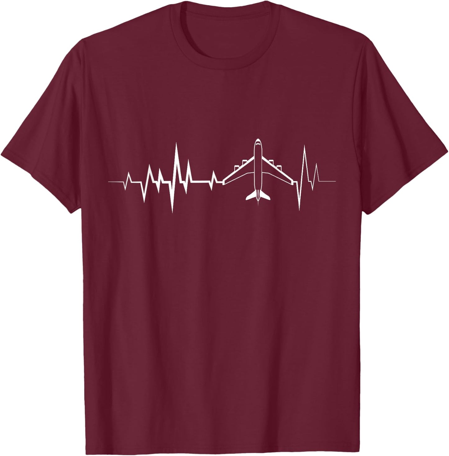 Airplane Heartbeat Plane Aviator T-Shirt - T-Shirt | Maroon