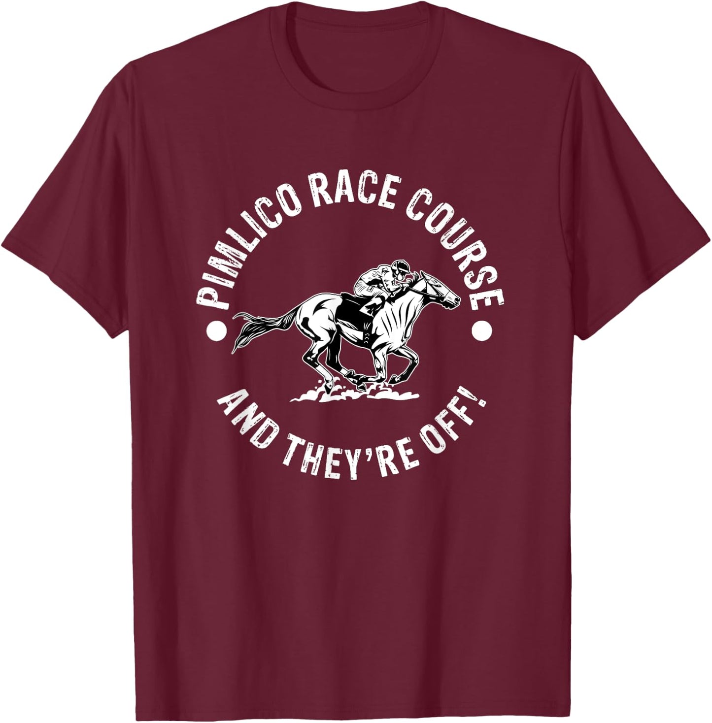 Pimlico Race Course Horse Racing Racer Equestrian MD Derby T-Shirt - T-Shirt | Maroon