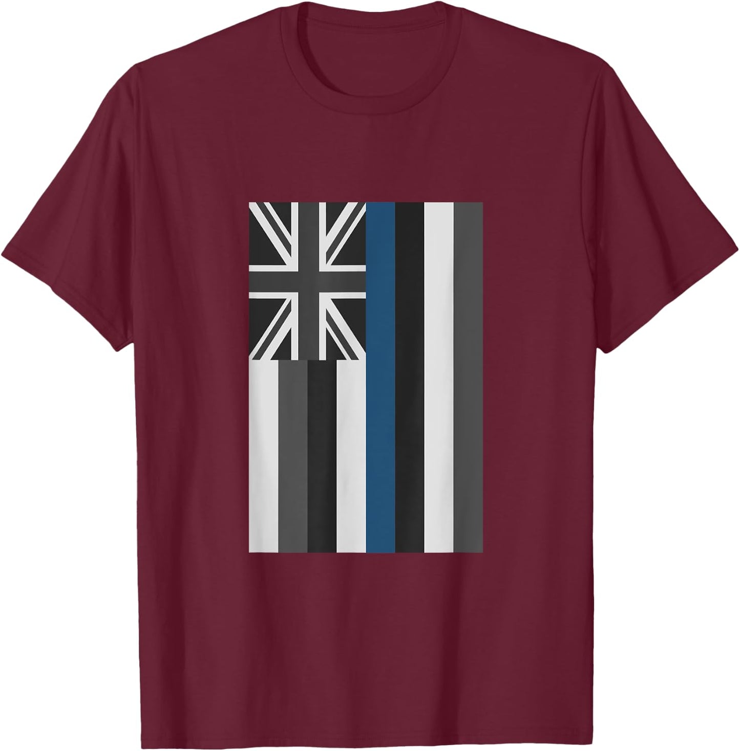 Thin Blue Line Hawaii Police Hawaiian Flag Police Gift T-Shirt - T-Shirt | Maroon