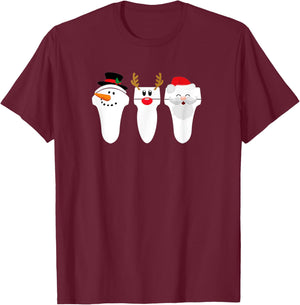 Christmas Ultrasound Transducer Sonogram Probe Holiday Tech T-Shirt - T-Shirt | Maroon