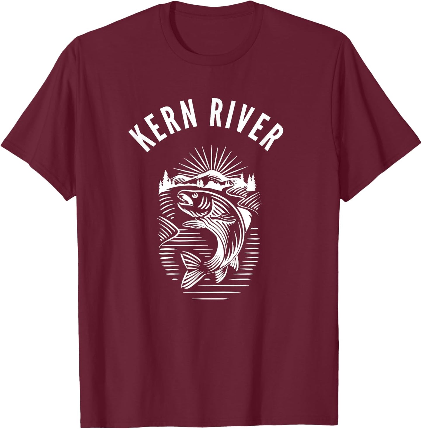 Kern River California fishing fly fishing retro T-Shirt - T-Shirt | Maroon