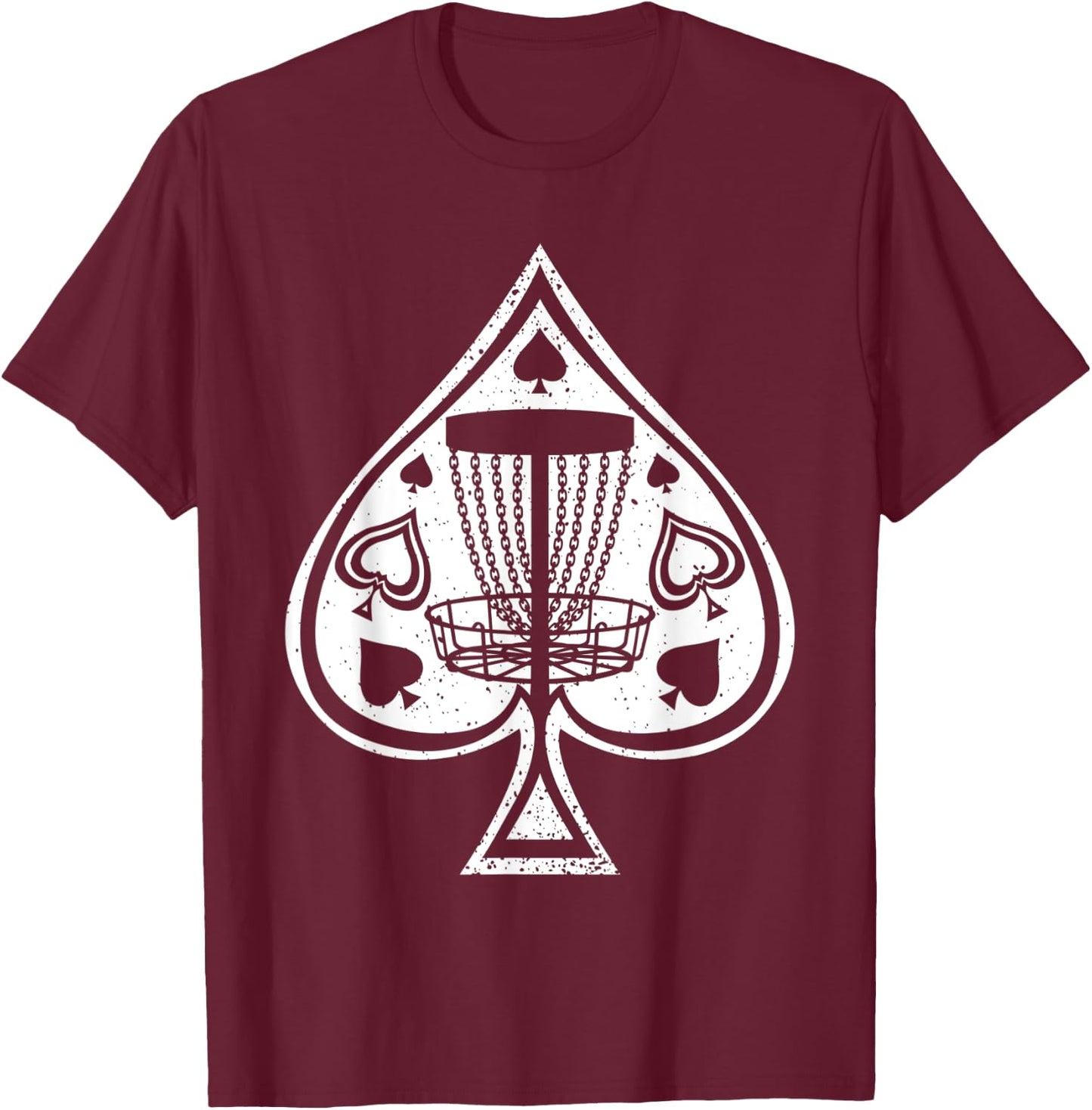 Disc Golf Shirts Men Disc Golf Ace of Spades T-Shirt - T-Shirt | Maroon