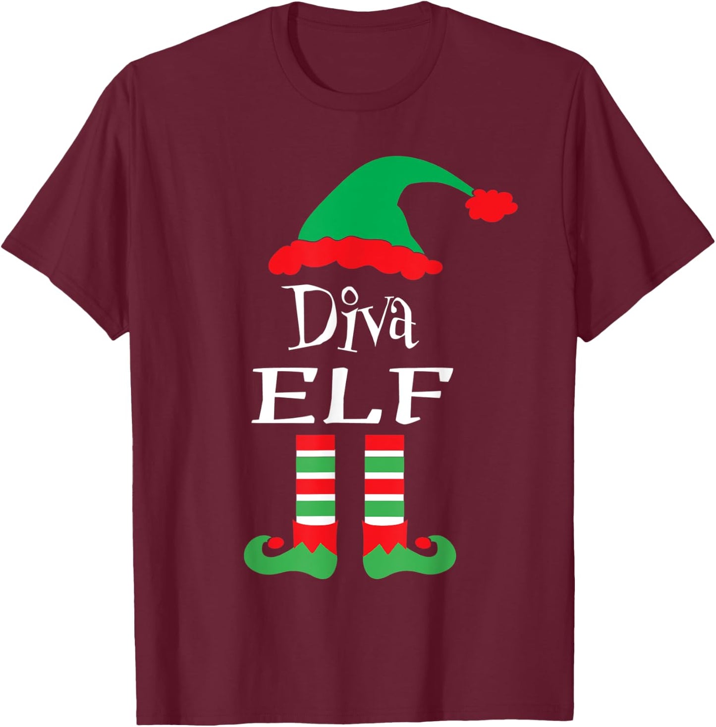 Funny Diva Elf Family Shirts matching Elves Shirt Hilarious T-Shirt - T-Shirt | Maroon