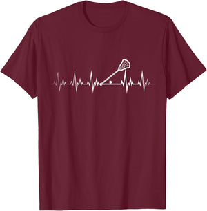 Lacrosse Heartbeat Lacrosse Player Item T-Shirt - T-Shirt | Maroon