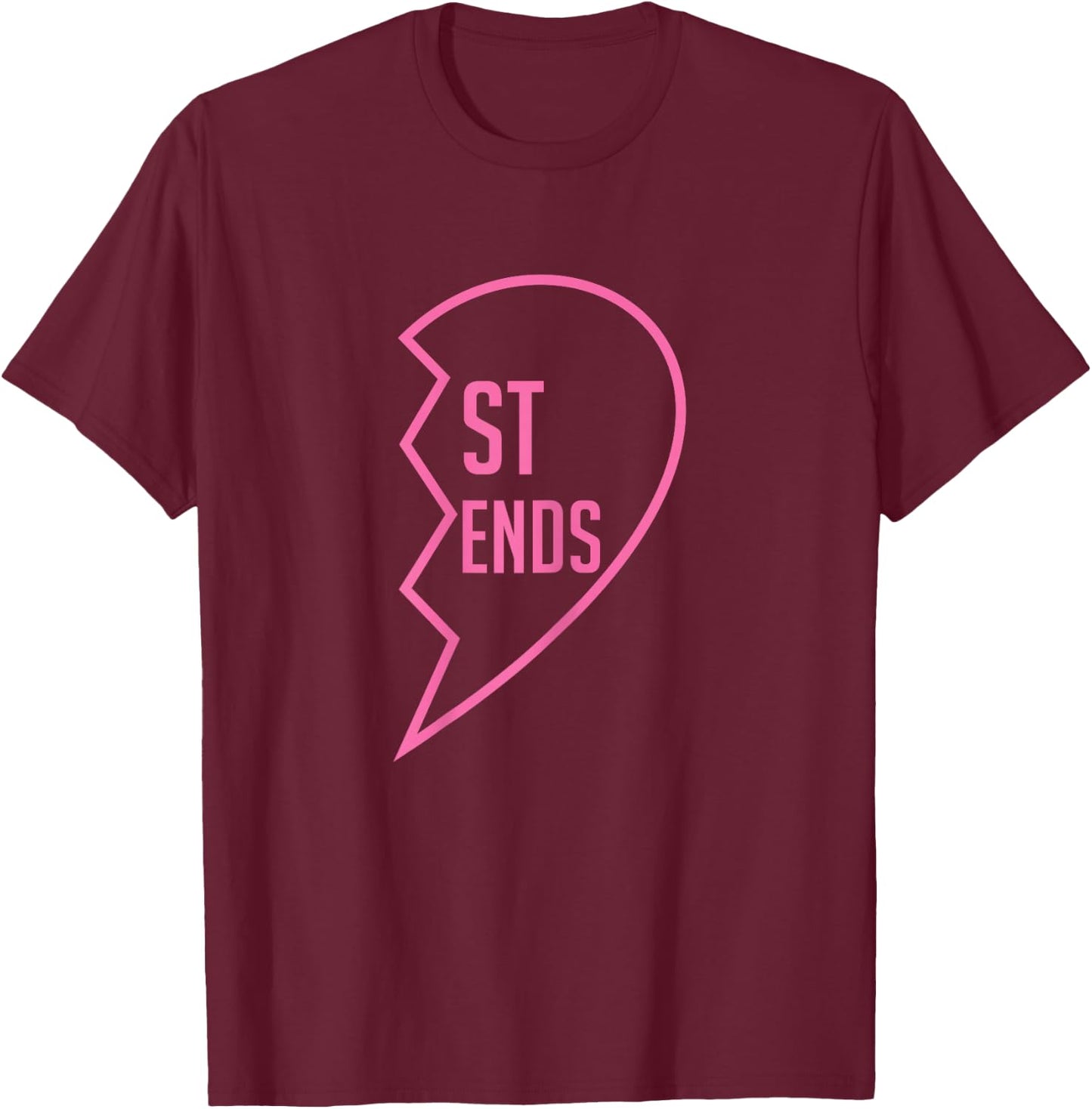 1 Heart in 2 Best Friend T Shirts - Matching BFF Outfits T-Shirt - T-Shirt | Maroon