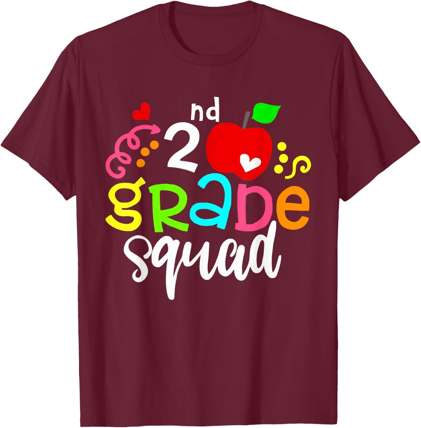 2nd Grade Squad Shirt Funny Second Grade Team Back To School T-Shirt - T-Shirt | Maroon