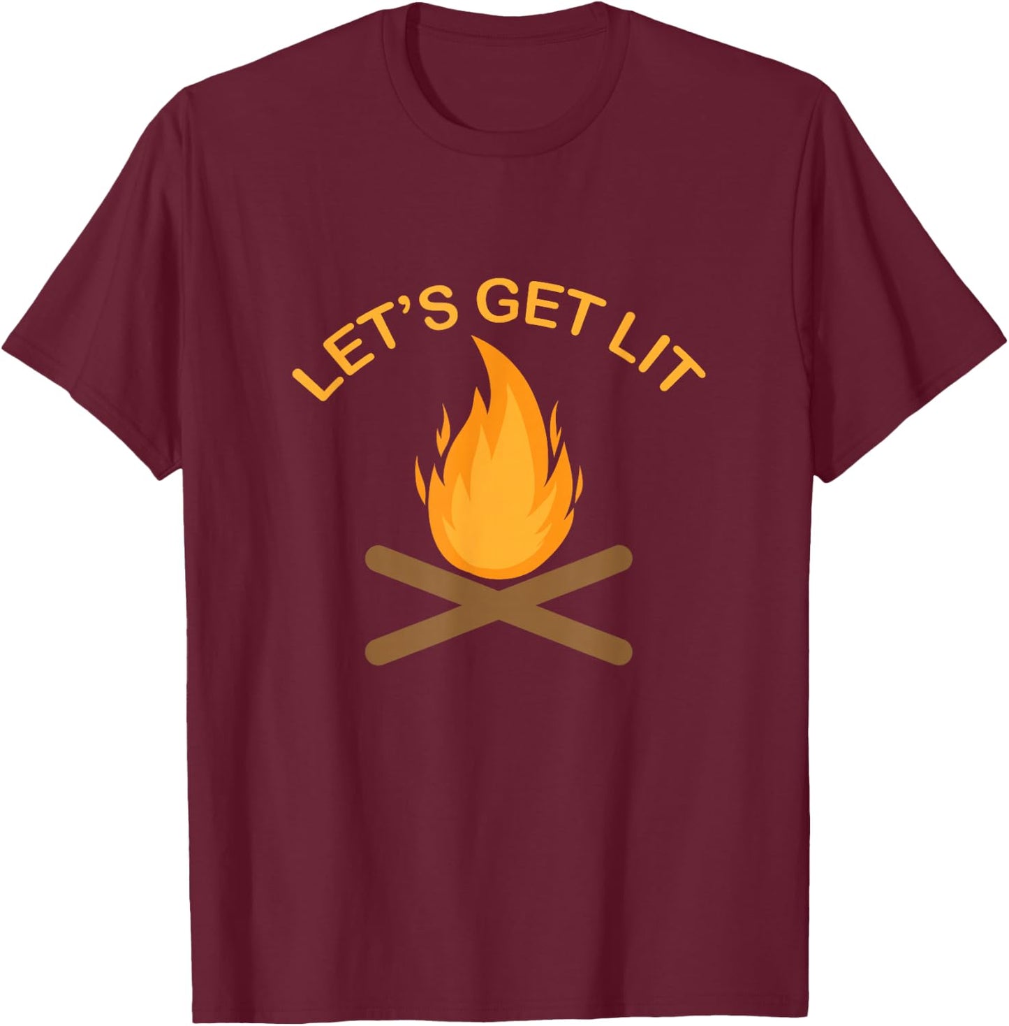 Camping campfire "Let's Get Lit" T-Shirt - T-Shirt | Maroon