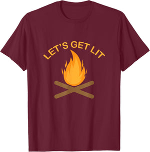 Camping campfire "Let's Get Lit" T-Shirt - T-Shirt | Maroon