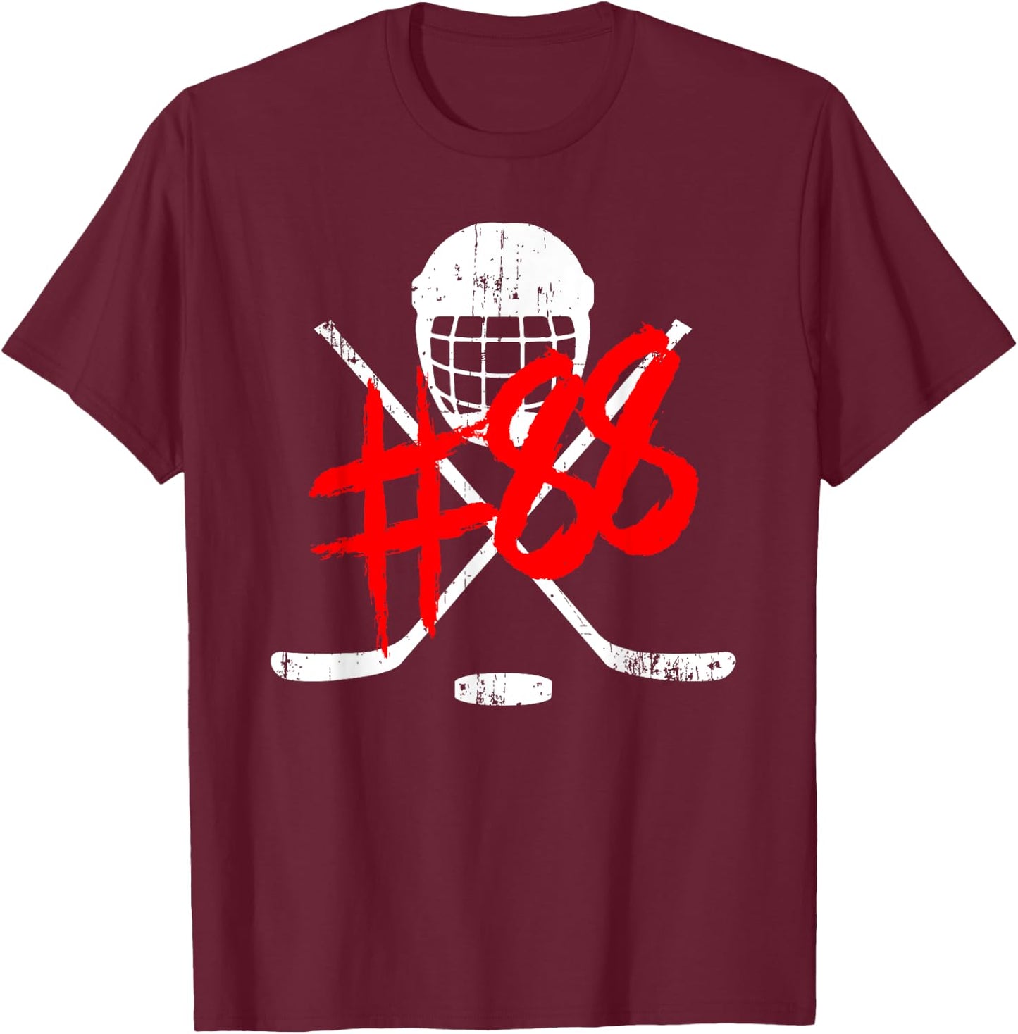 Vintage Hockey 88 Jersey Number T-Shirt - T-Shirt | Maroon