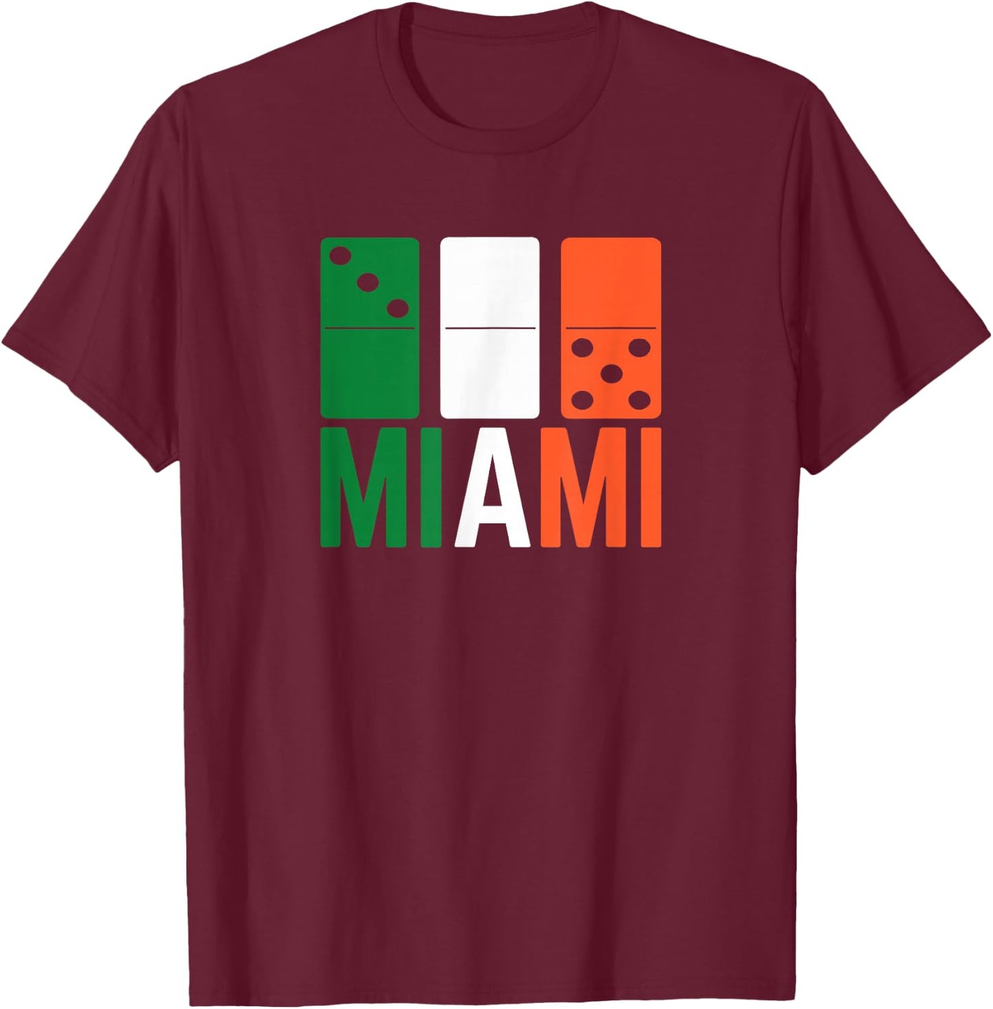 Three Zero Five 305 Miami Domino T-Shirt - T-Shirt | Maroon