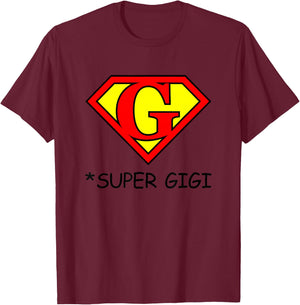 Super GIGI Shirt, Super Grandma, Grandma Superhero T-Shirt - T-Shirt | Maroon