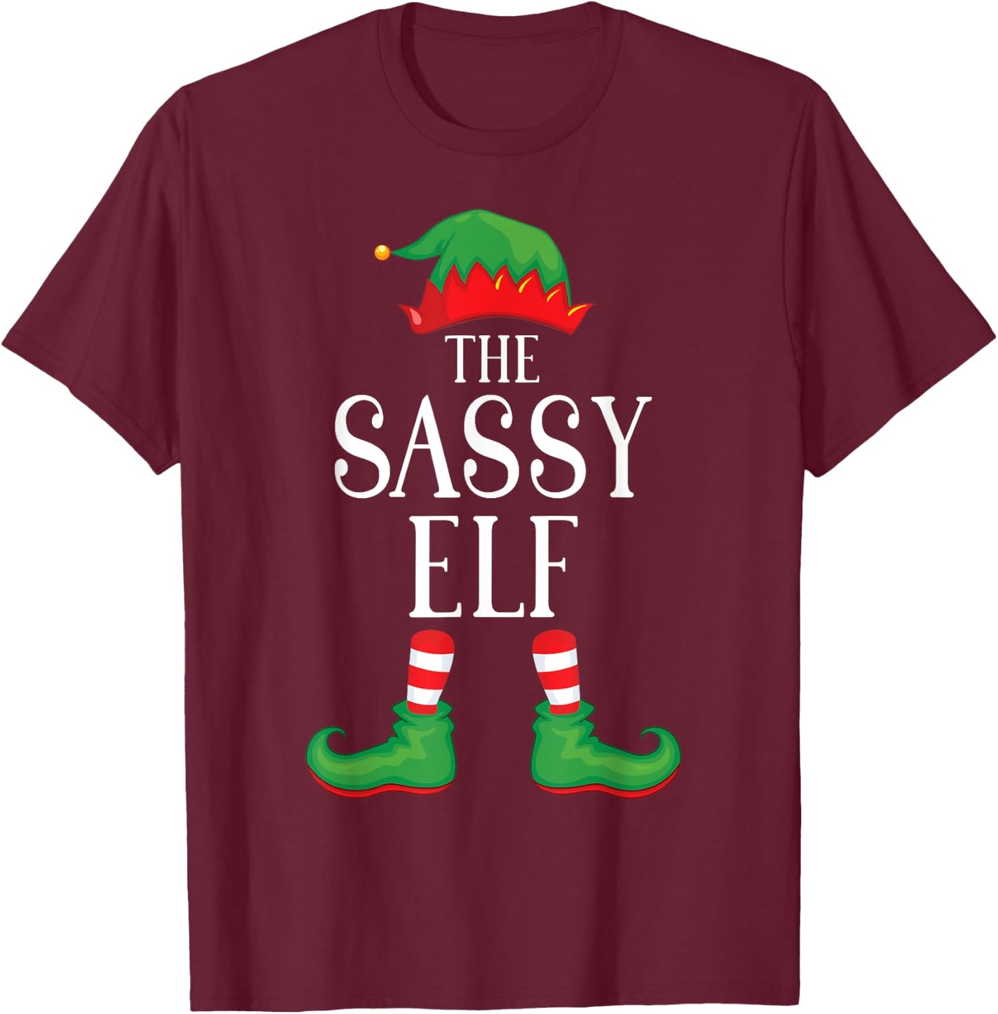 Sassy Elf Matching Group Xmas Funny Family Christmas T-Shirt - T-Shirt | Maroon