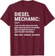 Diesel Mechanic Definition Funny Mechanic Gift T-Shirt - T-Shirt | Maroon
