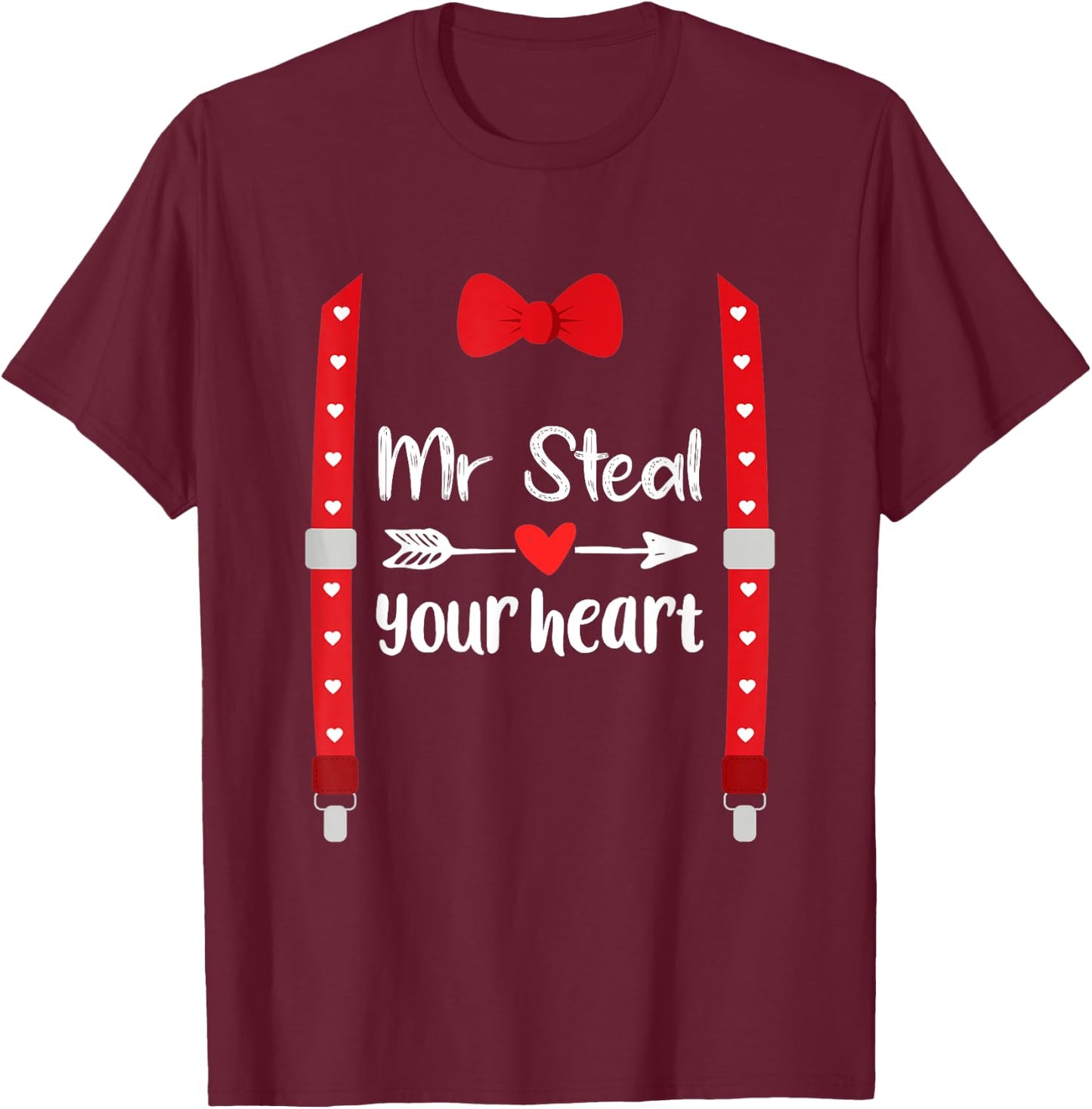 Funny Valentines Day Mr. Steal Your Heart Toddler Kids Boys T-Shirt - T-Shirt | Maroon