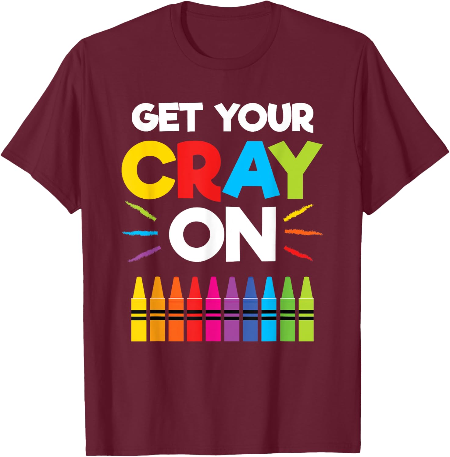 Get Your Crayon Shirt Boys Girls Kids 100th Day of School T-Shirt - T-Shirt | Maroon