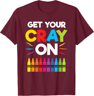 Get Your Crayon Shirt Boys Girls Kids 100th Day of School T-Shirt - T-Shirt | Maroon