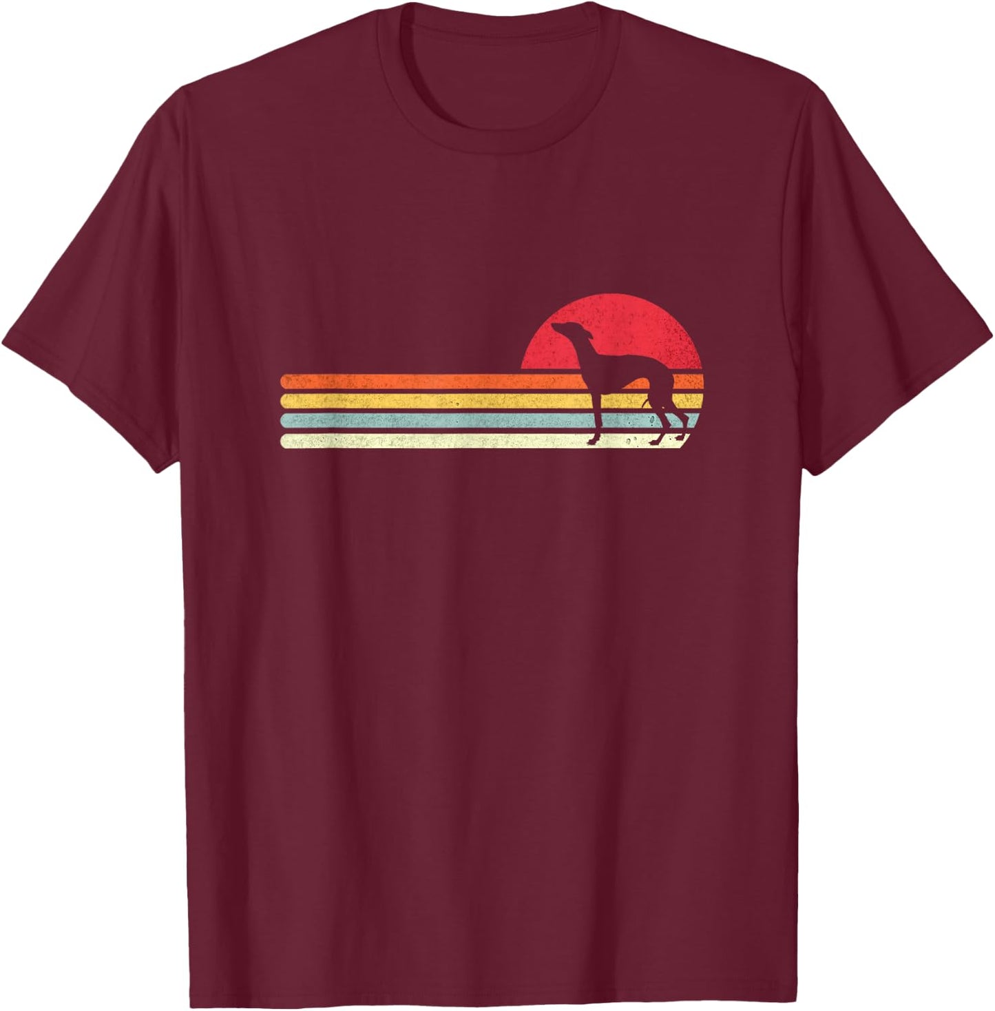 Whippet Dog . Vintage Retro Whippet T-Shirt - T-Shirt | Maroon