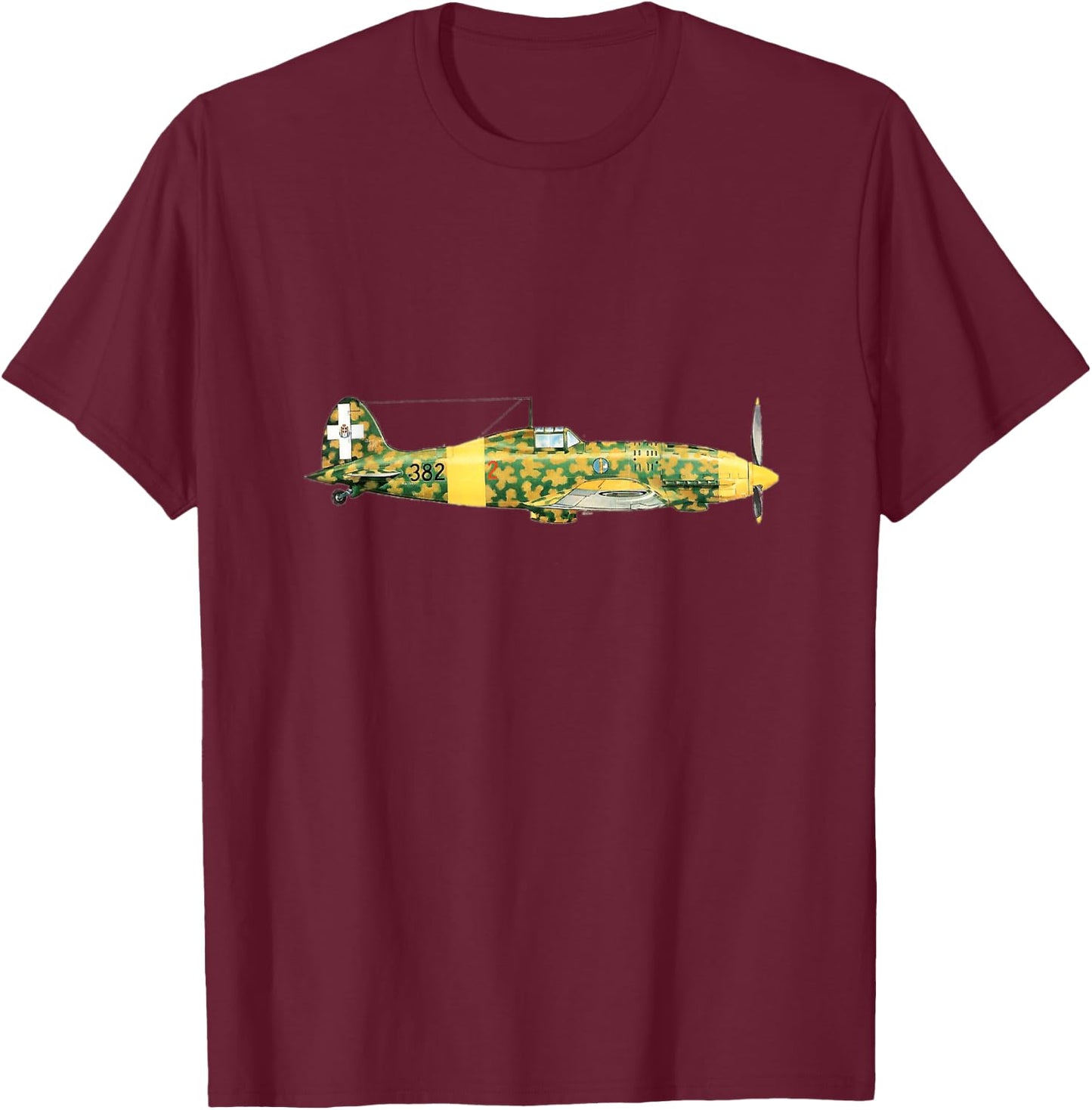 Macchi Mc 202 Folgore Italian Warbird WW2 T-Shirt - T-Shirt | Maroon