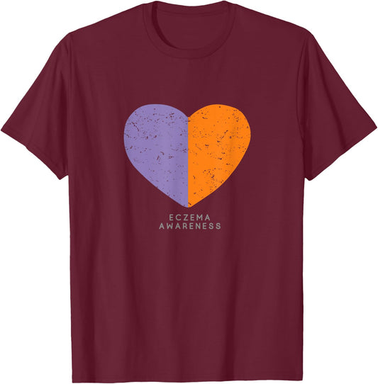 Eczema Awareness Shirt Heart T-Shirt - T-Shirt | Maroon