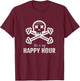 MY HAPPY HOUR. Skull and Crossbones Barbell graphic T-Shirt - T-Shirt | Maroon