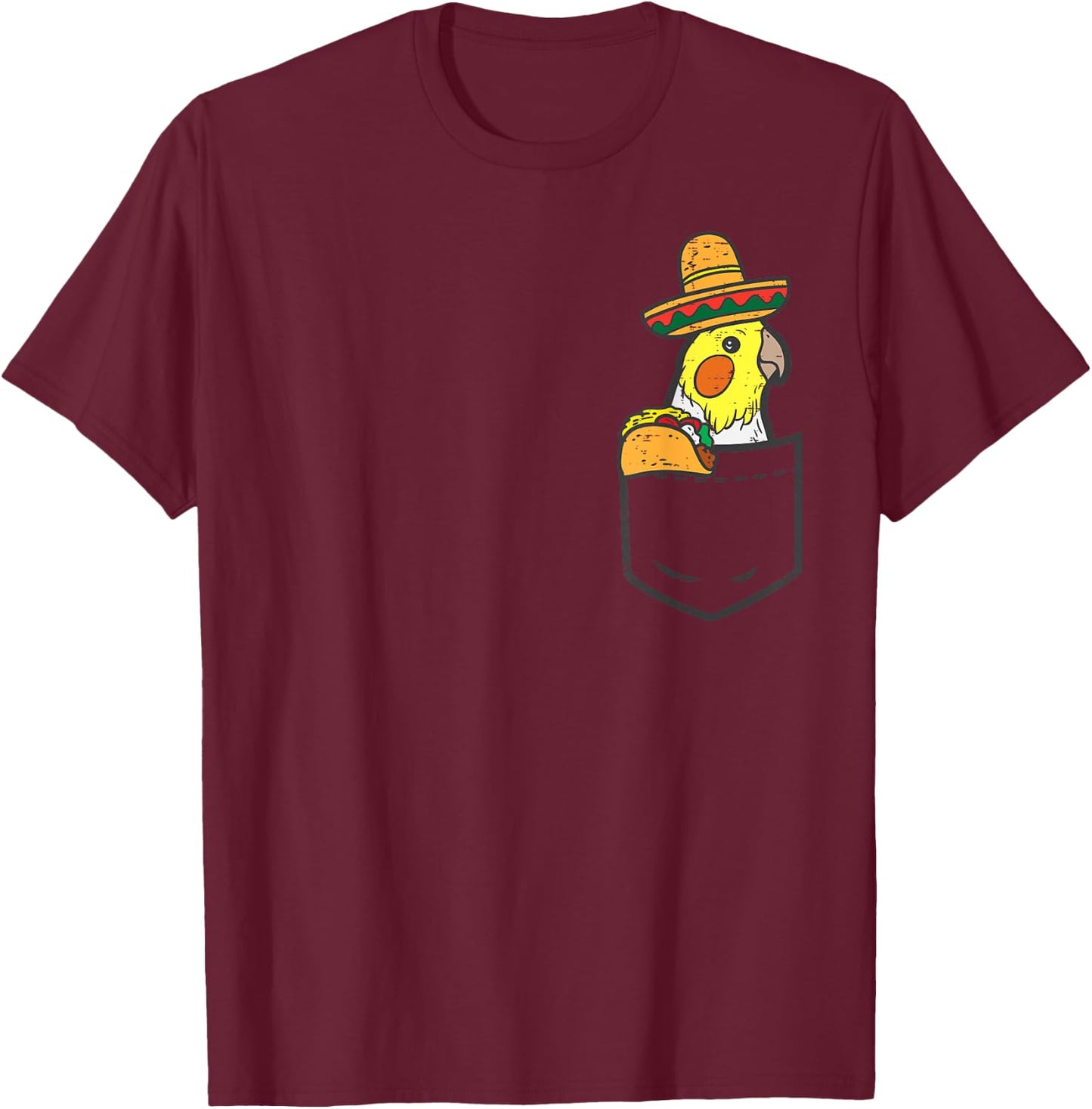 Mexican Cockatiel Bird Pocket Fiesta Cinco De Mayo Kids T-Shirt - T-Shirt | Maroon