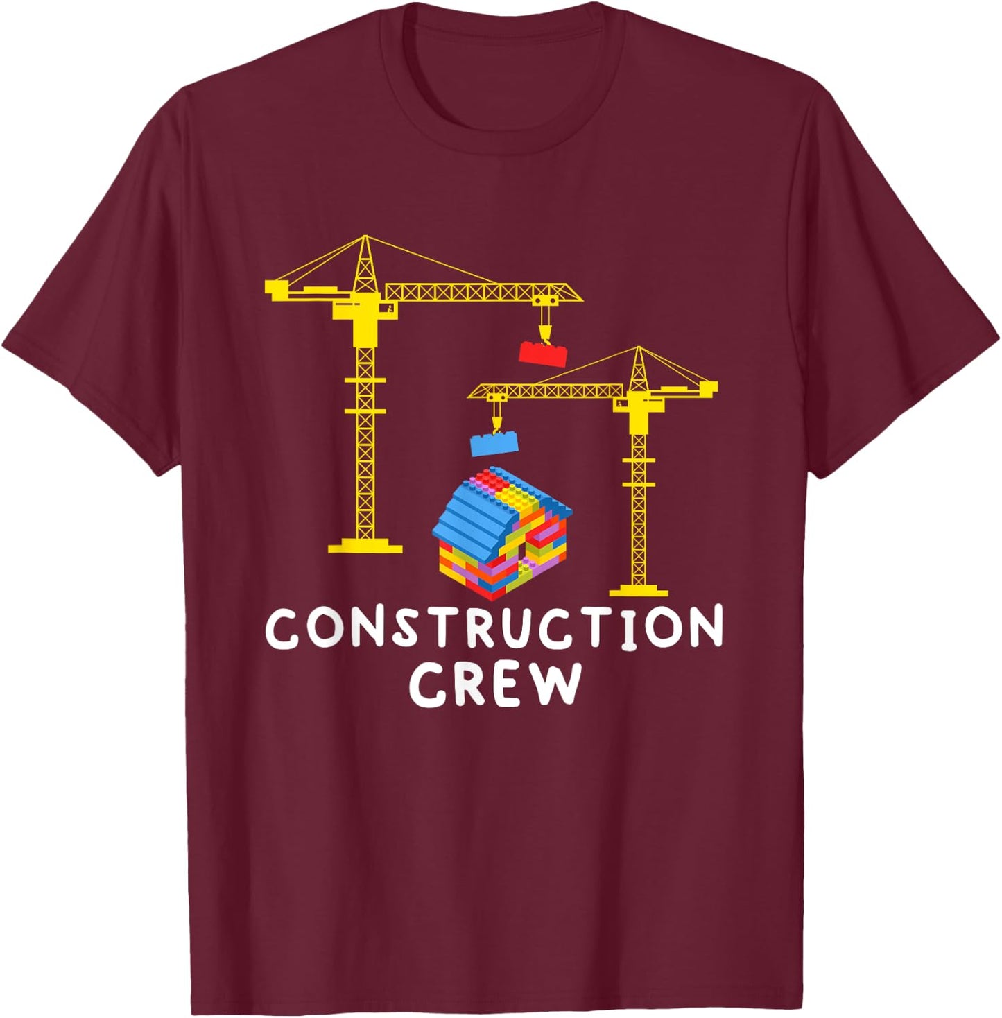 Construction Crew Bricklayer Building Blocks Master Builder T-Shirt - T-Shirt | Maroon