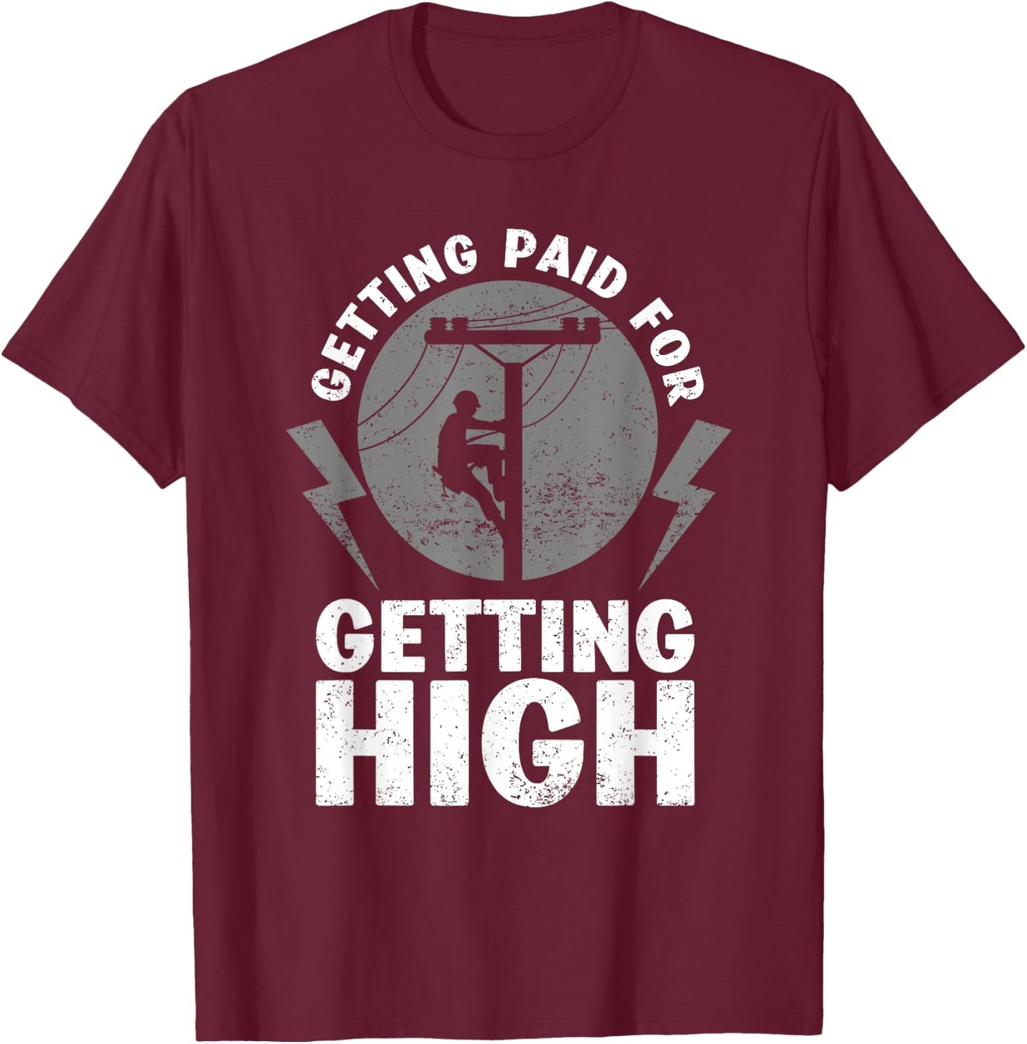 Funny Electrician Gift Electrical Power Lineman Men Boys T-Shirt - T-Shirt | Maroon