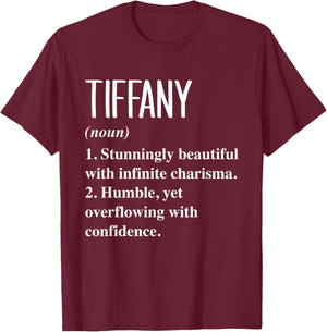 Tiffany First Name Definition Personalized Gift T-Shirt - T-Shirt | Maroon