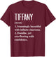 Tiffany First Name Definition Personalized Gift T-Shirt - T-Shirt | Maroon