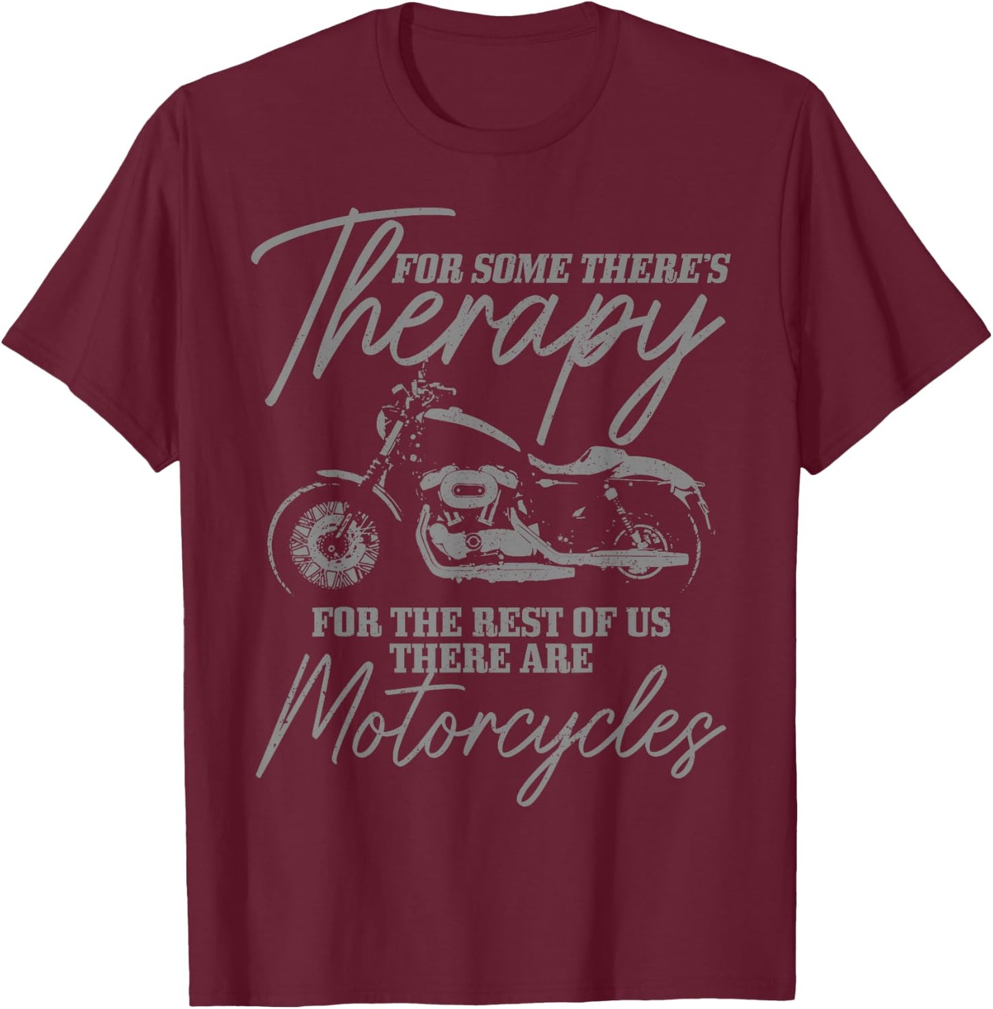 Biker Therapy Vintage Motorcycle Funny Biker T-Shirt - T-Shirt | Maroon