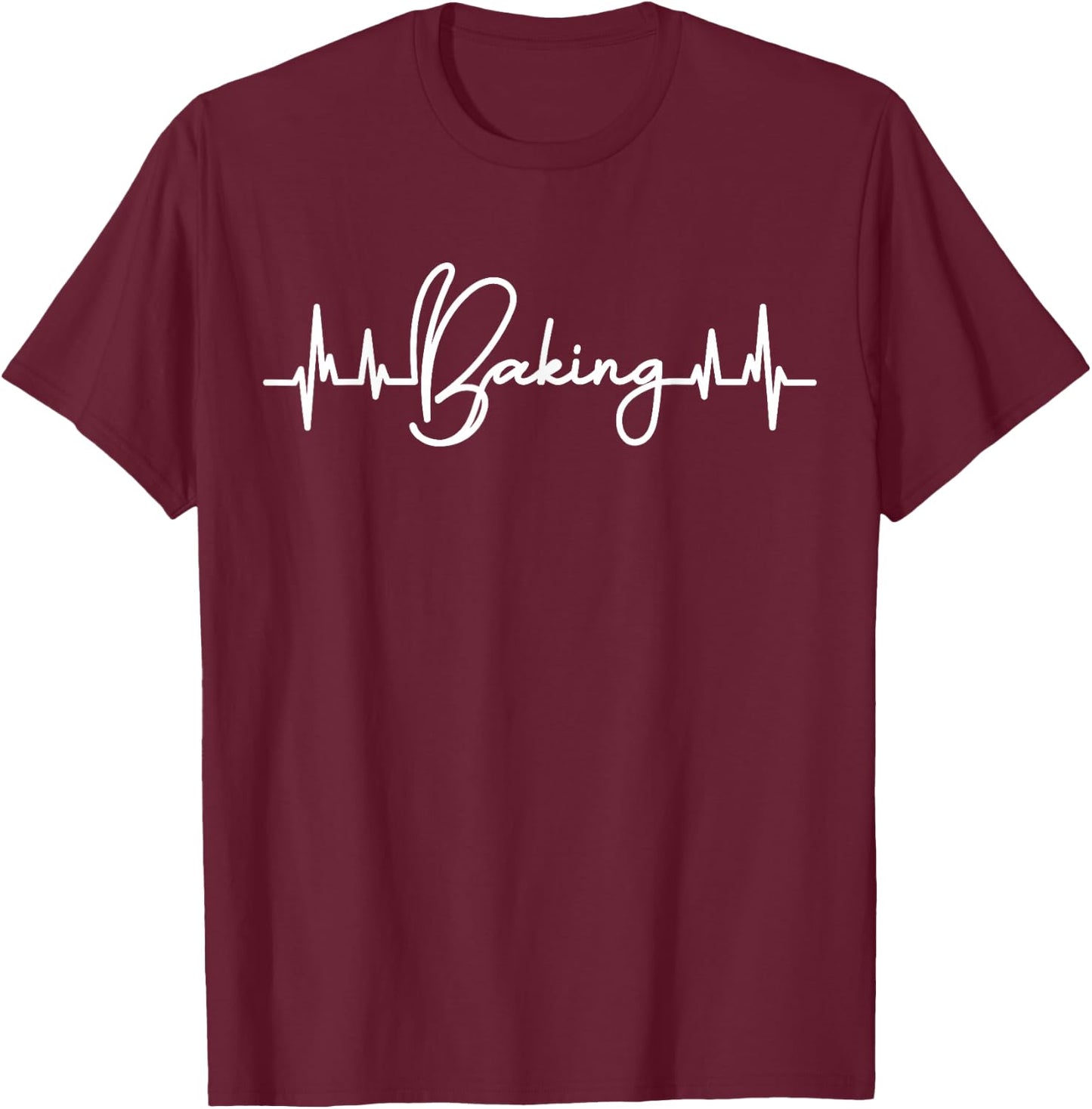 Cupcake Heartbeat EKG Pulse Cupcake Baking Chef T-Shirt - T-Shirt | Maroon