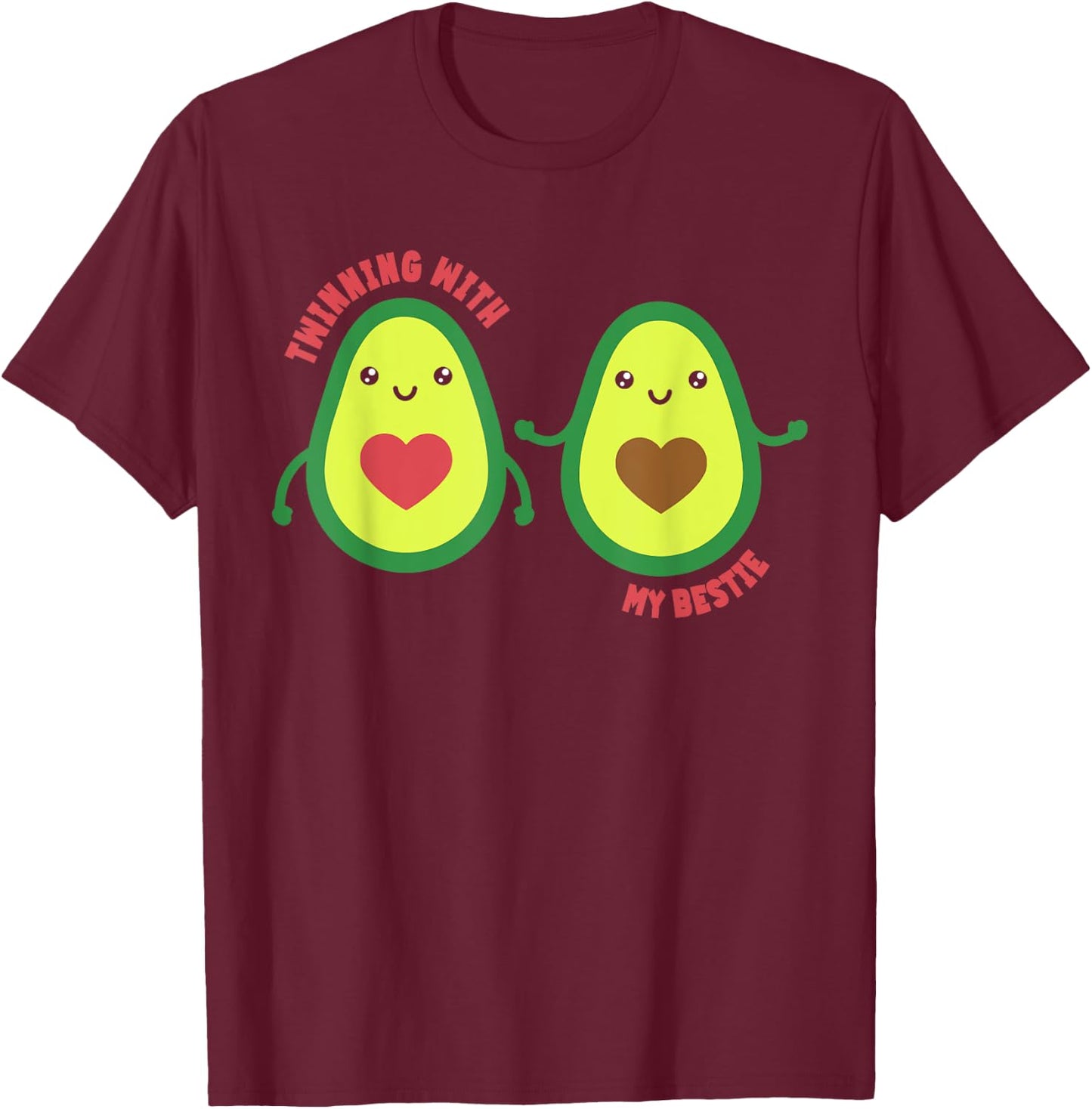 Matching Twin Twinning With My Bestie Avocado T-Shirt - T-Shirt | Maroon