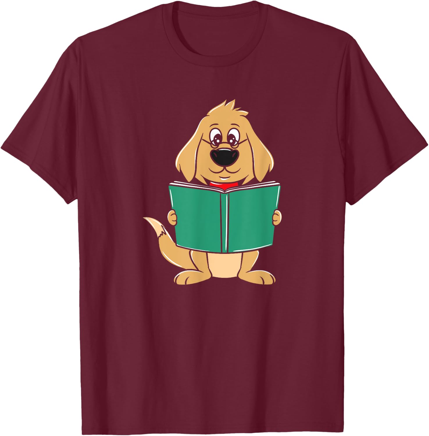 Cute Dog Reading A Human Training Book - Funny Dog T-Shirt - T-Shirt | Maroon