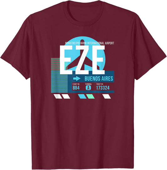 Vintage Buenos Aires Argentina Airport Code Retro Travel Day T-Shirt - T-Shirt | Maroon