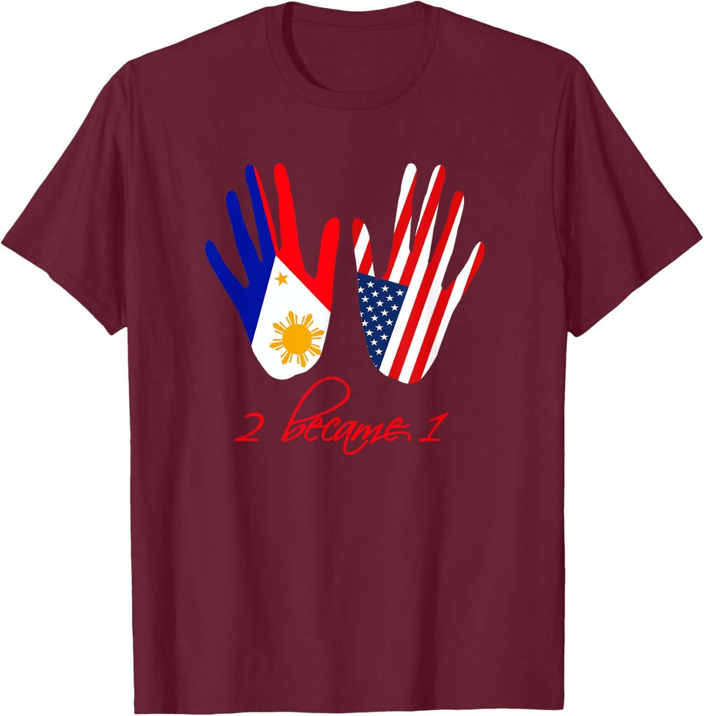USA Philippines Flag T shirt American America Filipino Gift T-Shirt - T-Shirt | Maroon