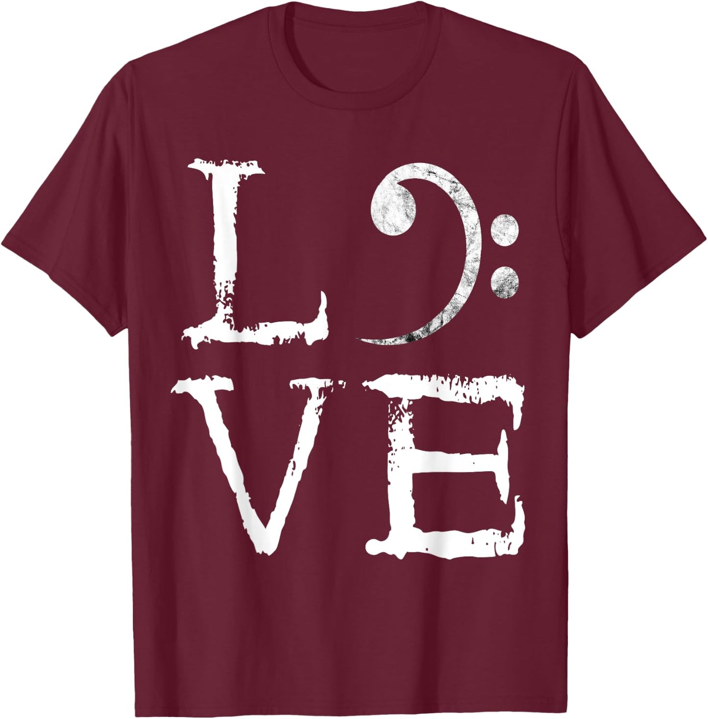 Bass Clef Creepy Love Bass Guitar Player Bass Guitarist T-Shirt - T-Shirt | Maroon