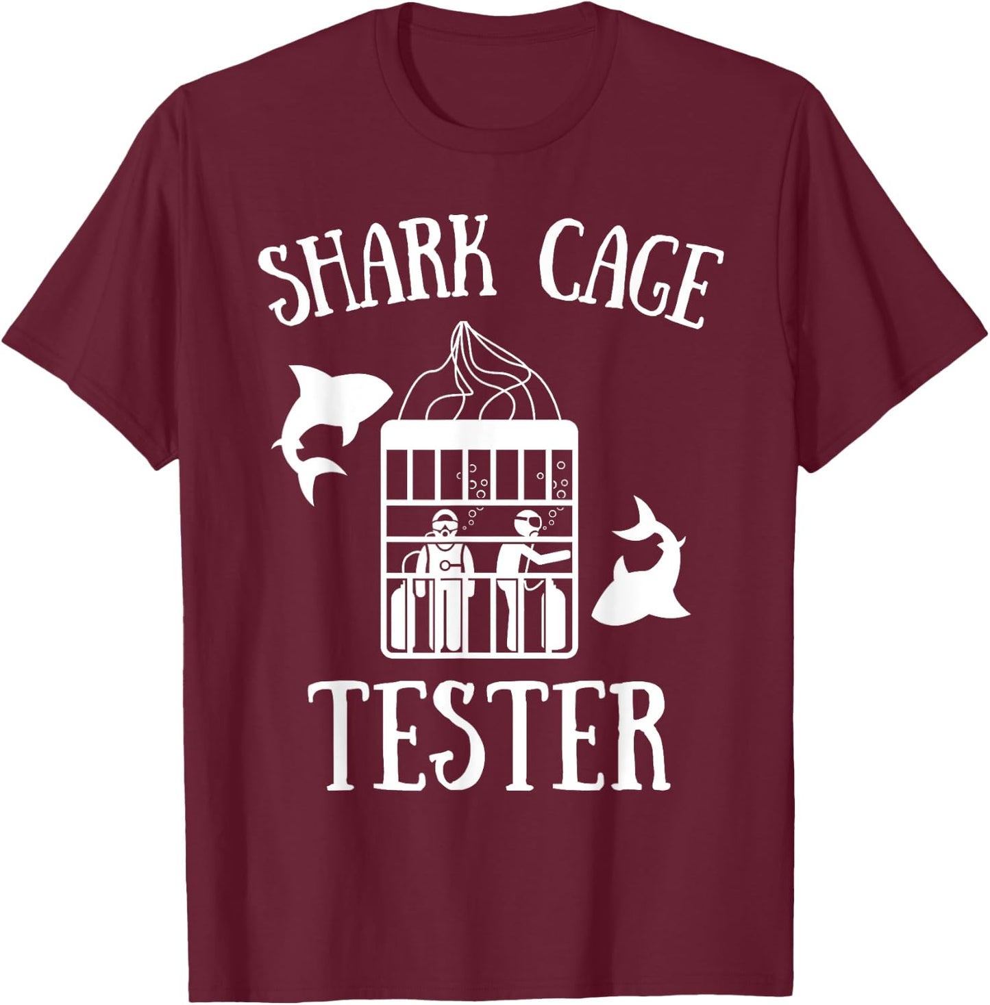 Wheelchair Handicap Humor Handicapped Shark Cage Tester T-Shirt - T-Shirt | Maroon