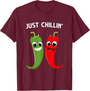 Just chillin cute red hot red chili pepper with funny quote T-Shirt - T-Shirt | Maroon