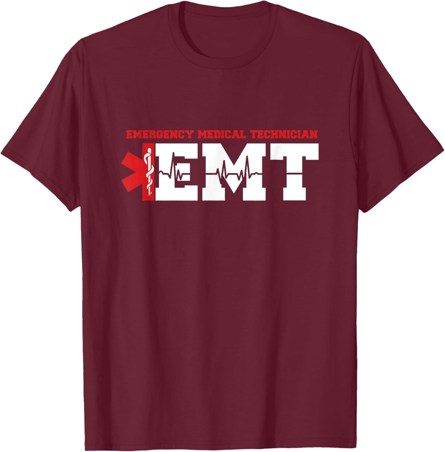 Emergency Service Heartbeat Paramedic Medicine Gift T-Shirt - T-Shirt | Maroon