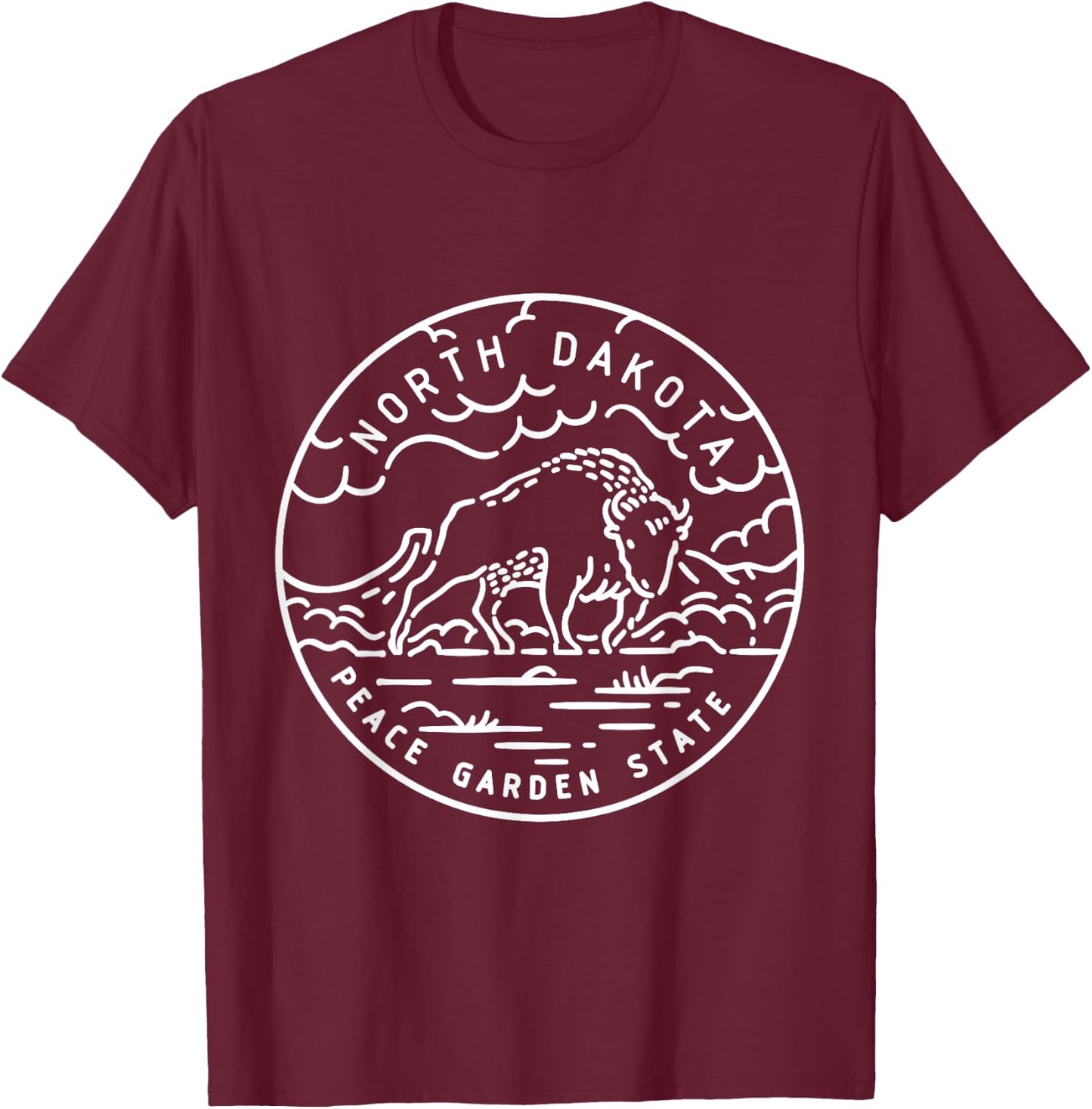 North Dakota 1889 State of North Dakota T-Shirt - T-Shirt | Maroon