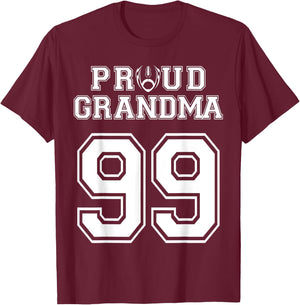 Custom Proud Football Grandma Number 99 Personalized Women T-Shirt - T-Shirt | Maroon