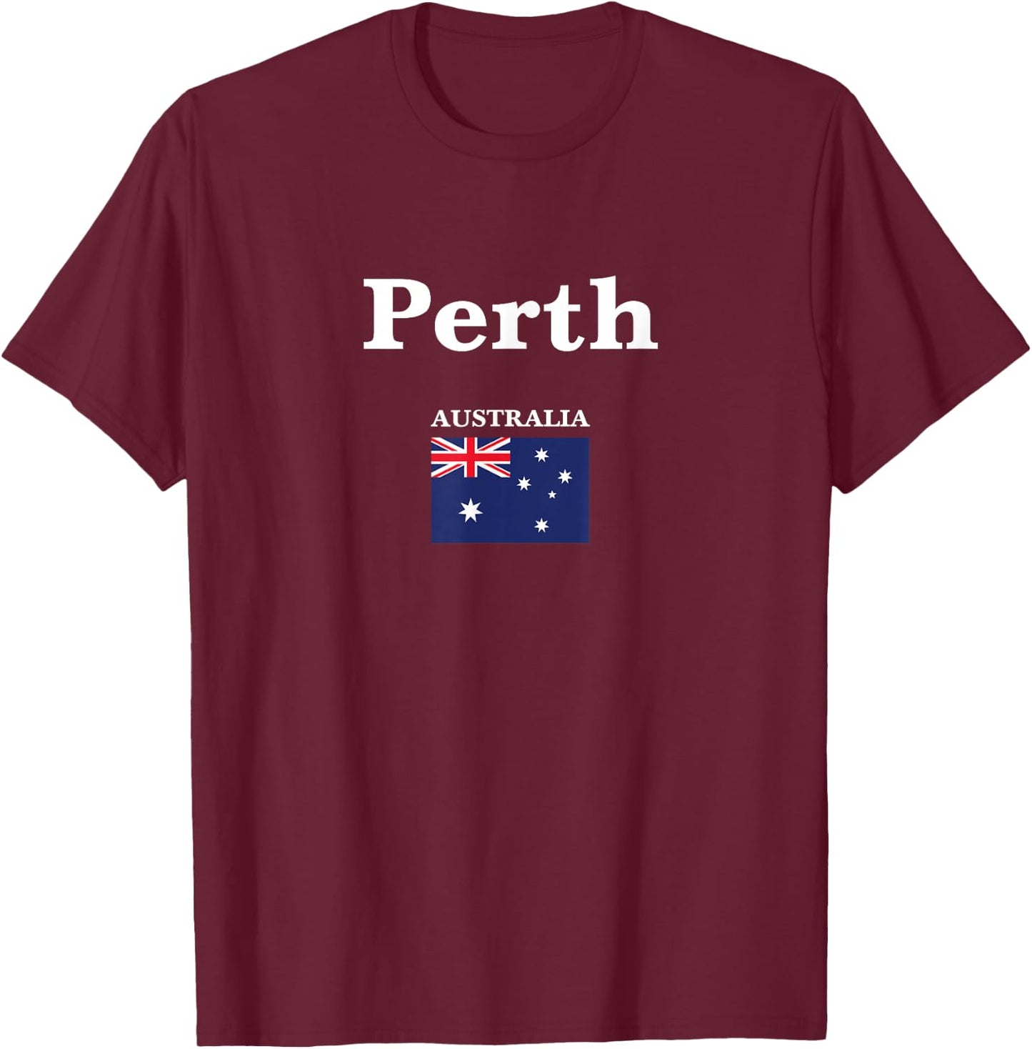 Perth city and the flag of Australia T-Shirt - T-Shirt | Maroon