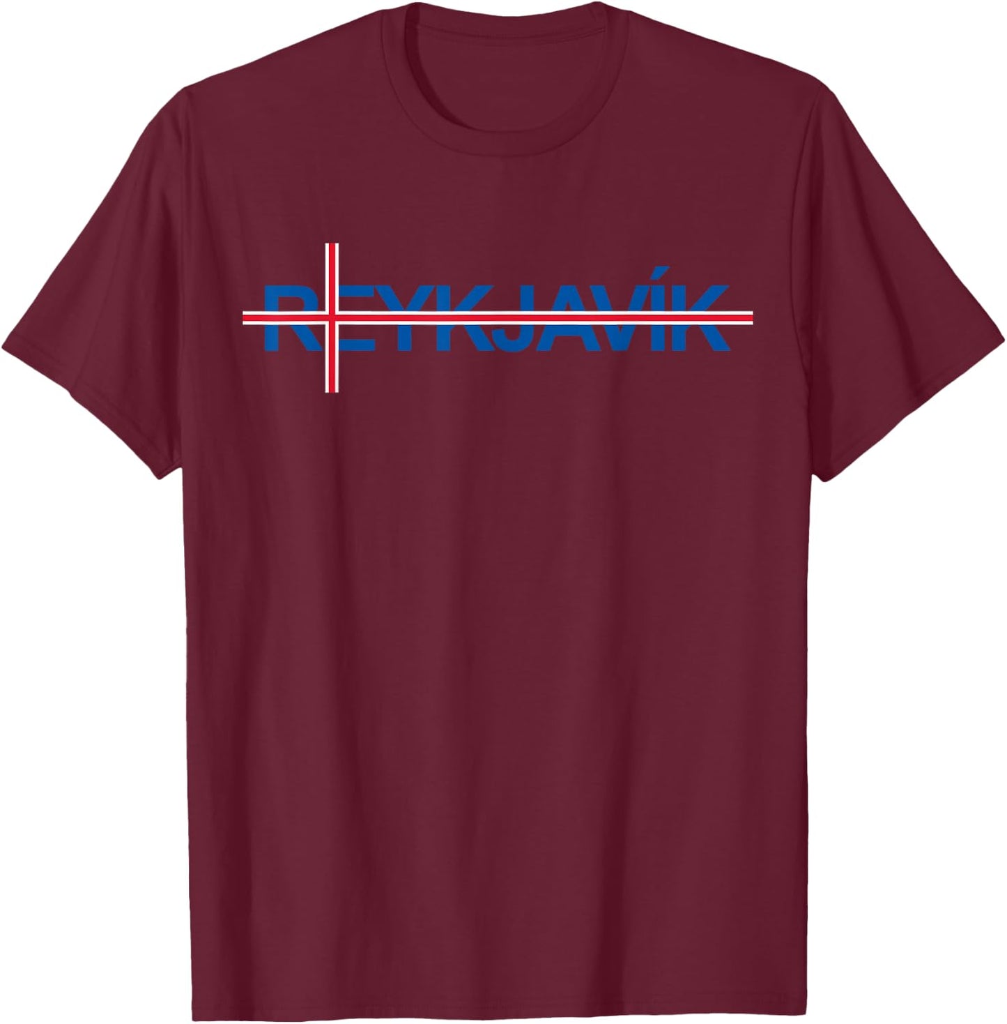 Iceland Flag Travel Holiday Scandinavia Pride Reykjavik T-Shirt - T-Shirt | Maroon